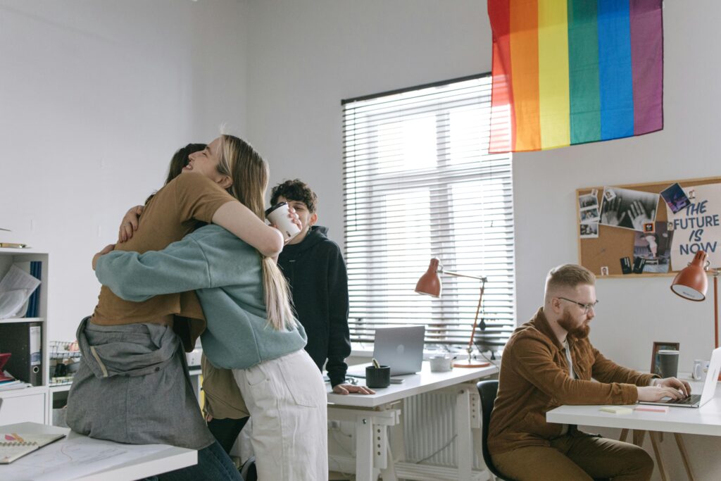 LGBTQ+ professionals in an LGBTQ+ inclusive and LGBTQ+ friendly workplace