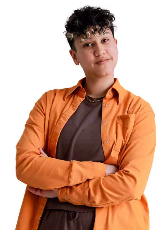 Rocio Sanchez standing confidently with arms crossed, showcasing expertise in SEO strategy.
