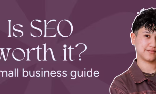 Marketing by Rocio founder posing right next to words, "Is SEO worth it? A small business guide".