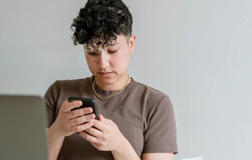 Rocio Sanchez, entrepreneur, marketing on their phone