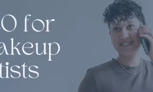 Marketing by Rocio founder posing next to words, "SEO for makeup artists"