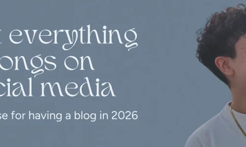Marketing by Rocio founder right next to the words "Not everything belongs in social media: The case for having a blog in 206"